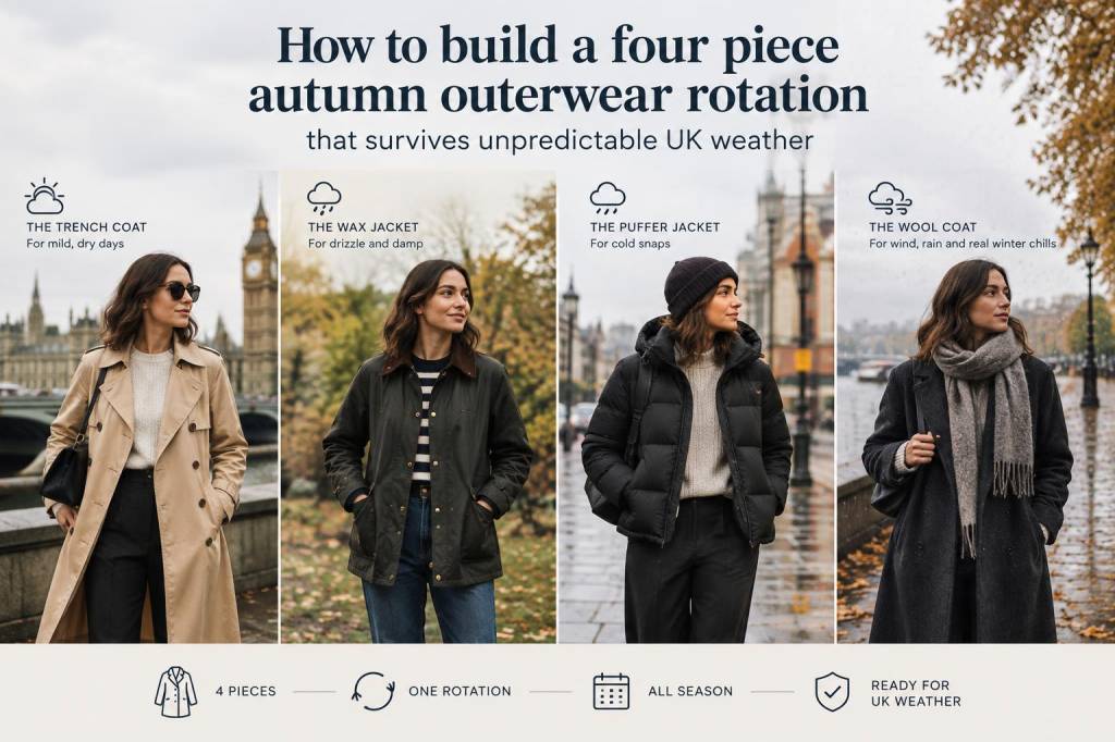 How to build a four-piece autumn outerwear rotation that survives unpredictable uk weather